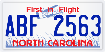 NC license plate ABF2563