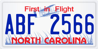 NC license plate ABF2566