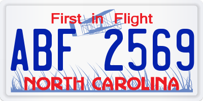 NC license plate ABF2569