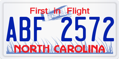 NC license plate ABF2572