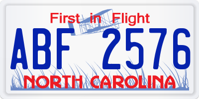 NC license plate ABF2576
