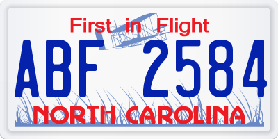 NC license plate ABF2584