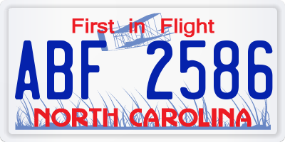 NC license plate ABF2586
