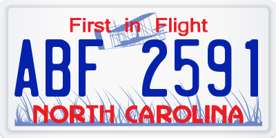 NC license plate ABF2591
