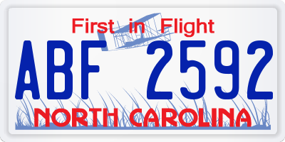 NC license plate ABF2592