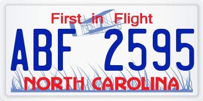 NC license plate ABF2595