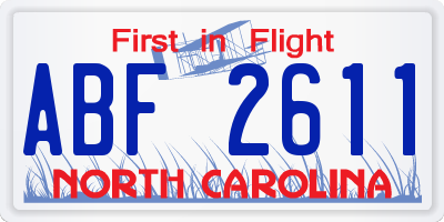 NC license plate ABF2611