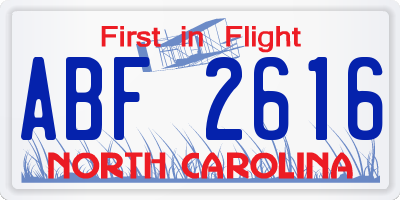 NC license plate ABF2616