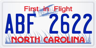 NC license plate ABF2622