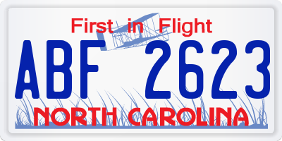 NC license plate ABF2623