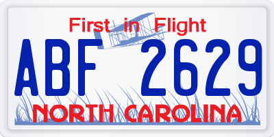 NC license plate ABF2629