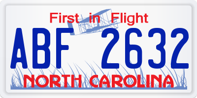 NC license plate ABF2632