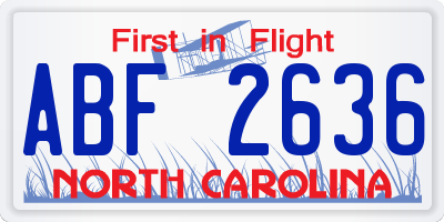 NC license plate ABF2636