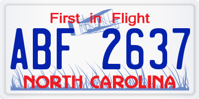 NC license plate ABF2637