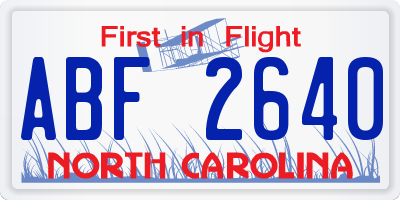 NC license plate ABF2640