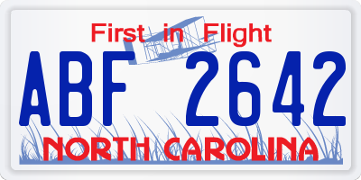 NC license plate ABF2642