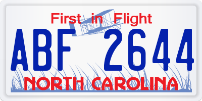 NC license plate ABF2644