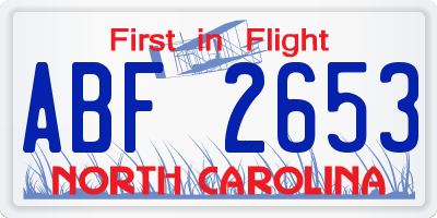 NC license plate ABF2653