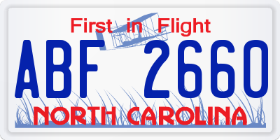 NC license plate ABF2660