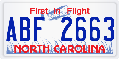 NC license plate ABF2663