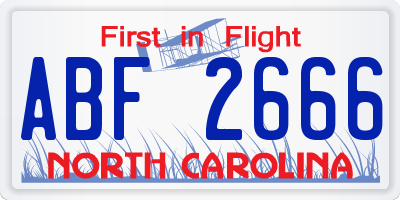 NC license plate ABF2666