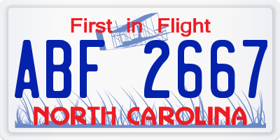 NC license plate ABF2667