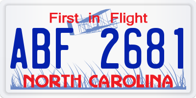 NC license plate ABF2681