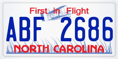 NC license plate ABF2686