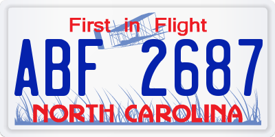 NC license plate ABF2687