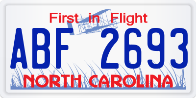 NC license plate ABF2693