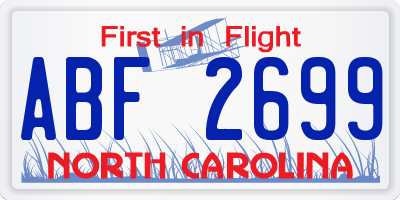 NC license plate ABF2699
