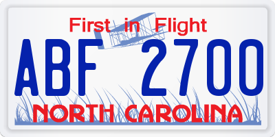 NC license plate ABF2700