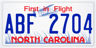 NC license plate ABF2704