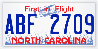 NC license plate ABF2709