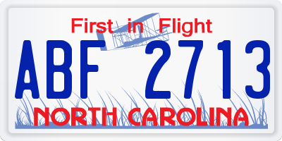 NC license plate ABF2713