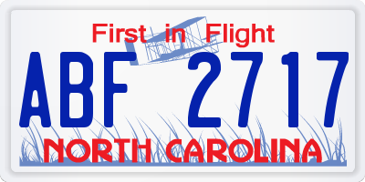 NC license plate ABF2717
