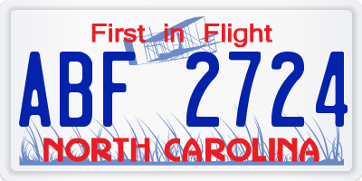 NC license plate ABF2724