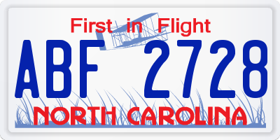 NC license plate ABF2728