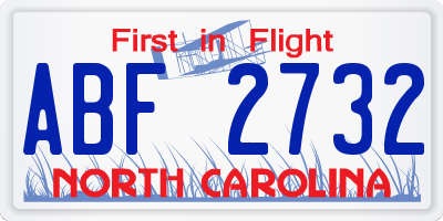 NC license plate ABF2732
