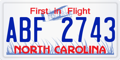 NC license plate ABF2743