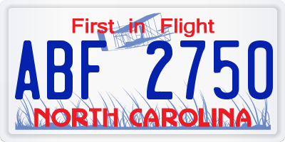NC license plate ABF2750