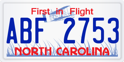 NC license plate ABF2753