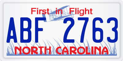 NC license plate ABF2763
