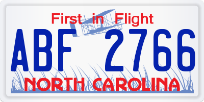 NC license plate ABF2766