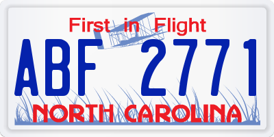 NC license plate ABF2771