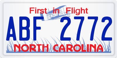 NC license plate ABF2772