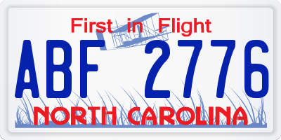 NC license plate ABF2776