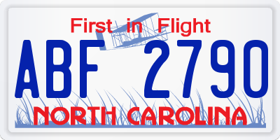 NC license plate ABF2790