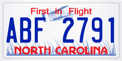 NC license plate ABF2791