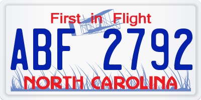 NC license plate ABF2792